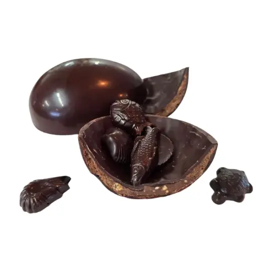 [3CNOIR] Oeuf de Pâques gourmand - NOIR NOISETTE Boîte KRAFT 